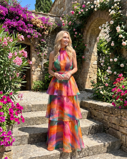 Mique | Robe maxi à découpes florales naturelles en halter