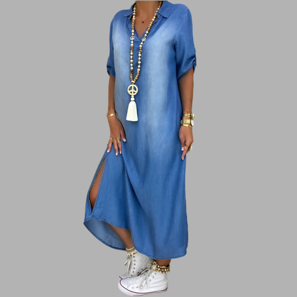 Stella™ | Denim-Style Maxi Dress