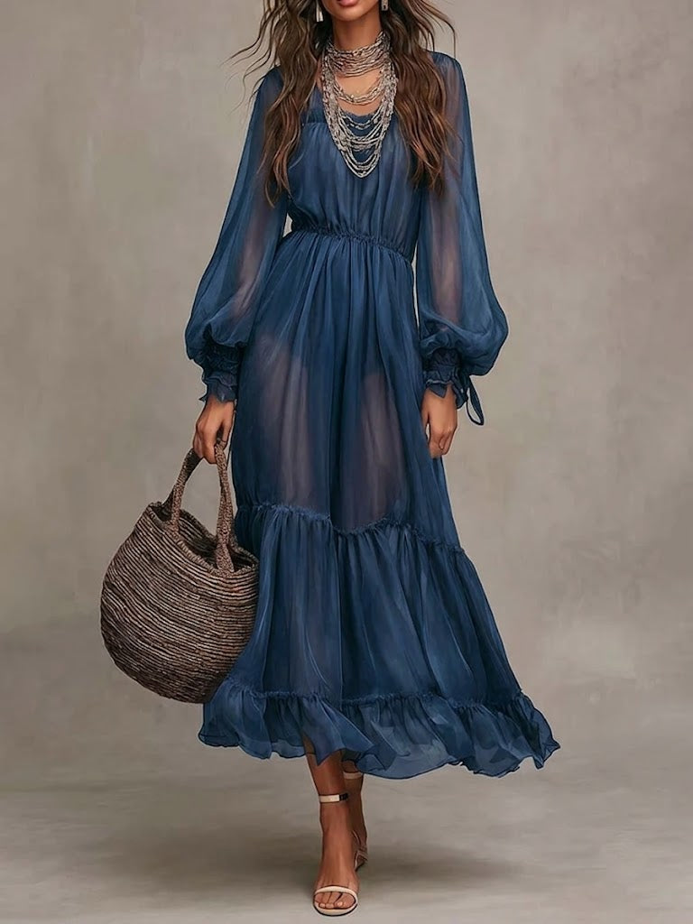 Gerda | Robe Midi Élégante à Col V