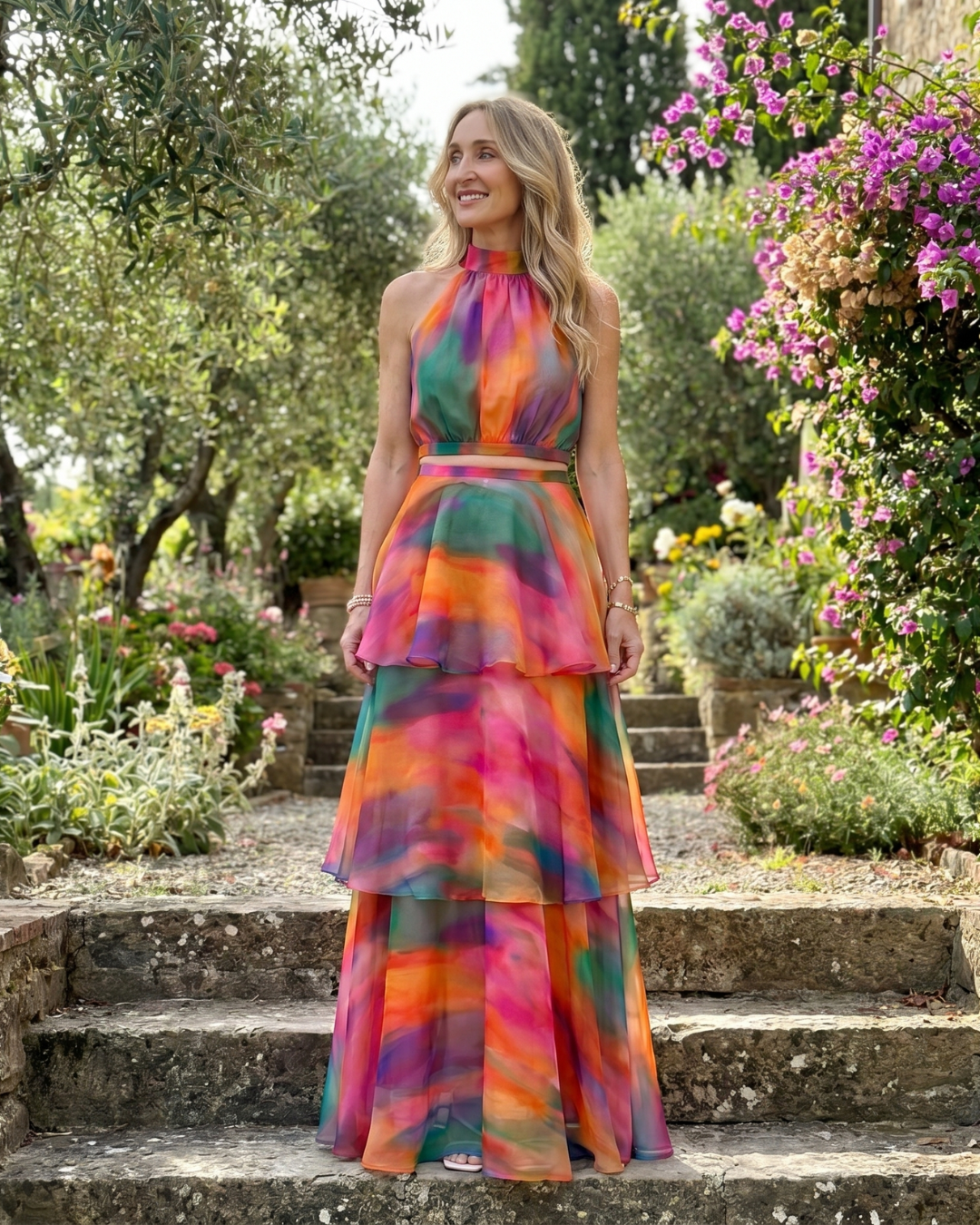 Mique | Robe maxi à découpes florales naturelles en halter
