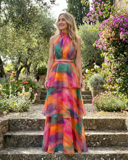 Mique | Robe maxi à découpes florales naturelles en halter