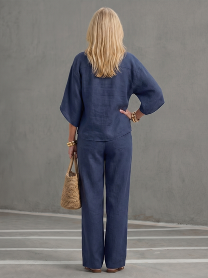Amity | Ensemble Tunique Pantalon à Boutons Relaxé