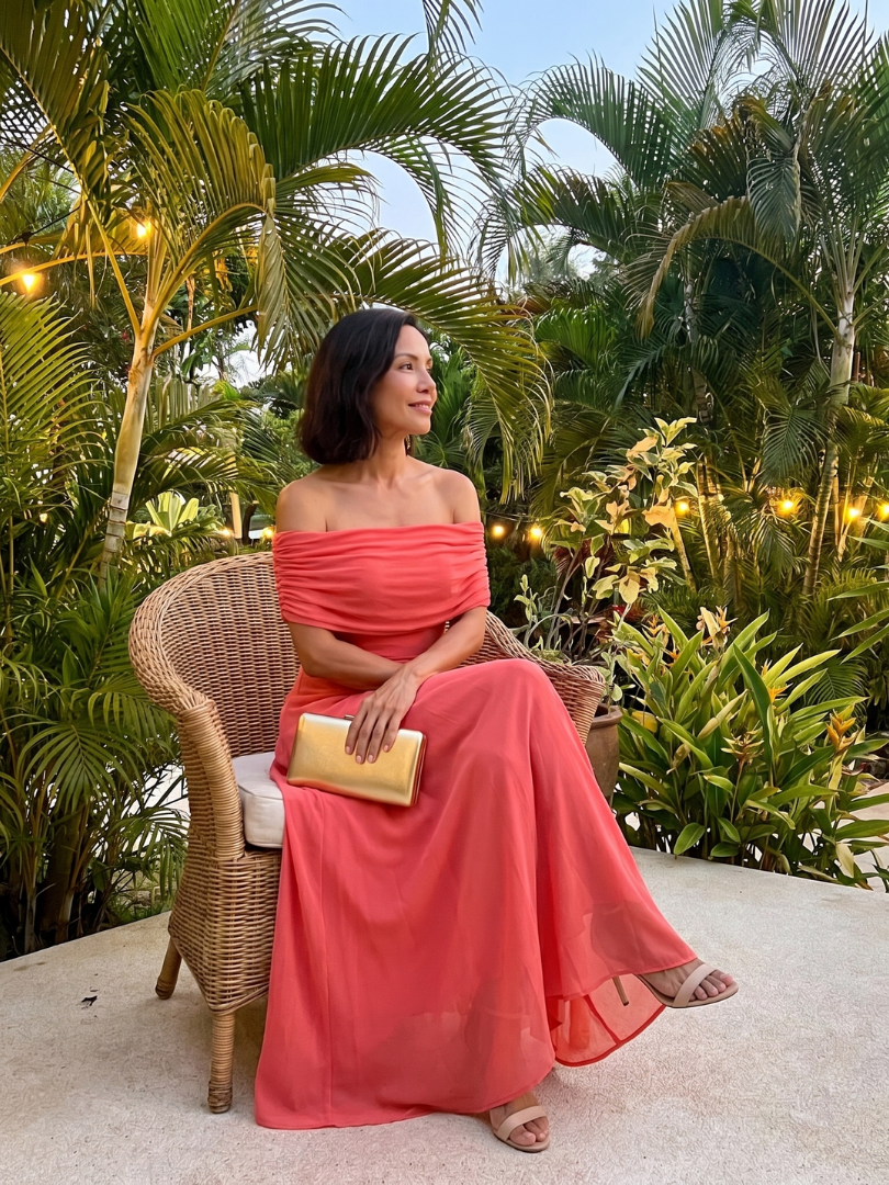 Juin | Robe Midi Drapée à Épaules Nues