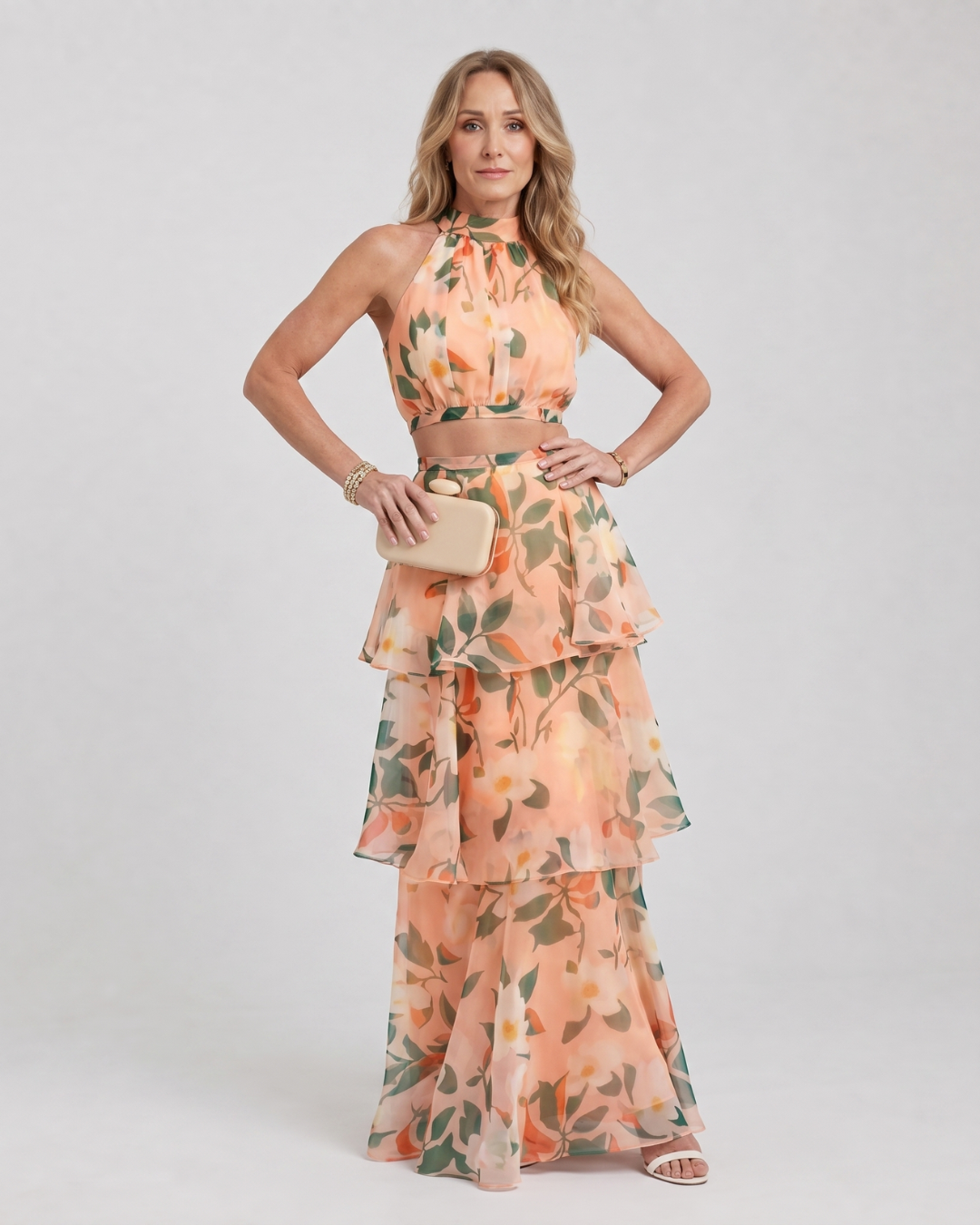 Mique | Robe maxi à découpes florales naturelles en halter