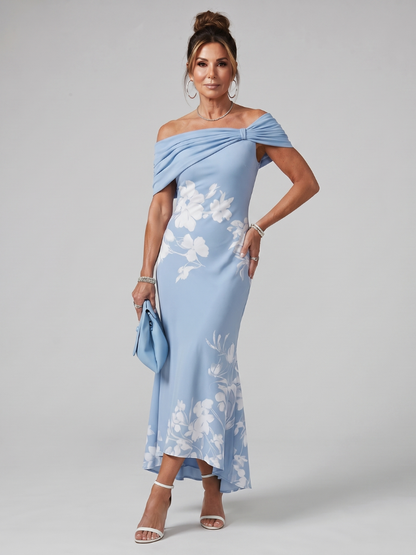 Cosma | Robe Midi à Encolure Drapée Décollétée