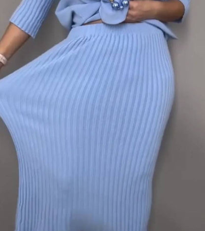 Debora | Ensemble Tricoté avec Jupe Midi Rippée