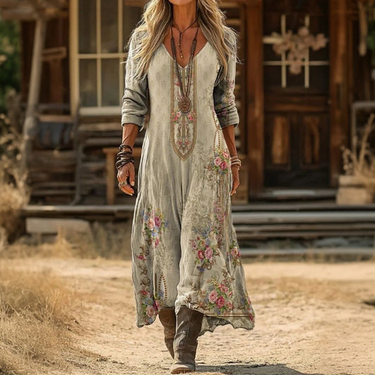 Evelyn | Robe décontractée à manches longues d'inspiration vintage