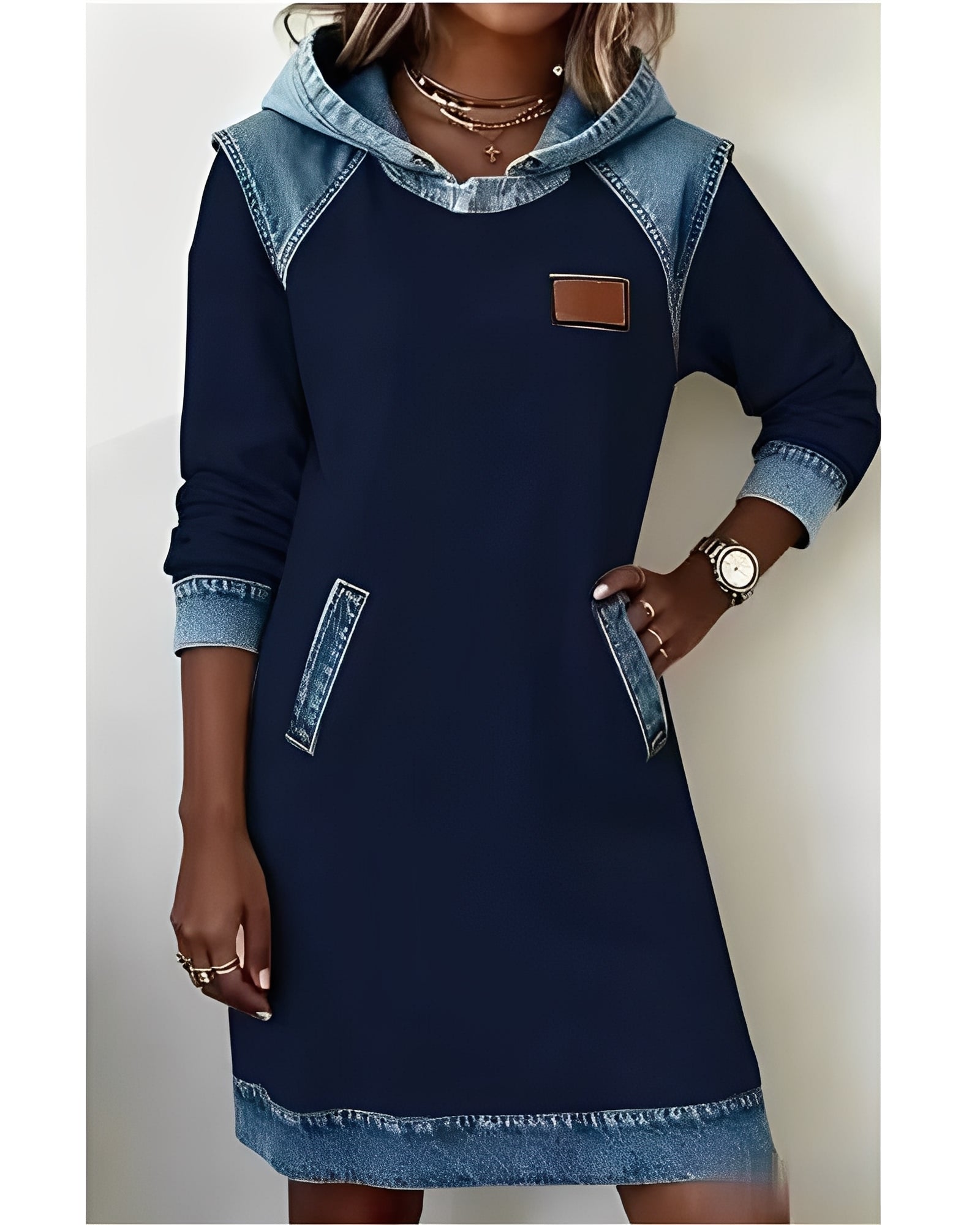 Annika | Hooded Dress with Contrast Panels