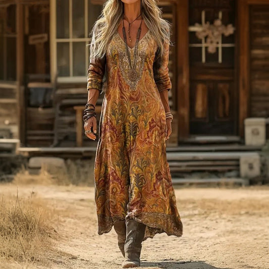 Evelyn | Robe décontractée à manches longues inspirée du vintage