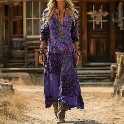 Evelyn | Robe décontractée à manches longues inspirée du vintage