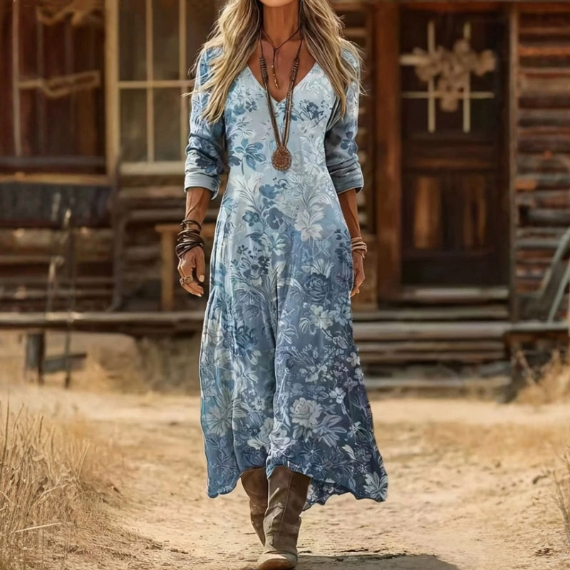 Evelyn | Robe décontractée à manches longues inspirée vintage