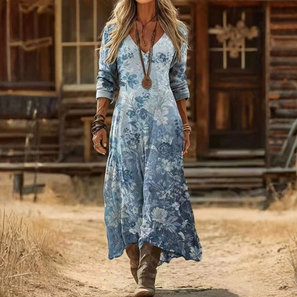 Evelyn | Robe décontractée à manches longues inspirée vintage
