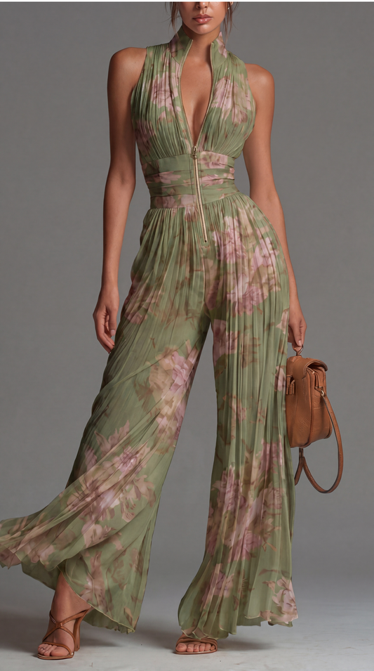 Combinaison Zsófia - Combinaison en chiffon fleurie plissé