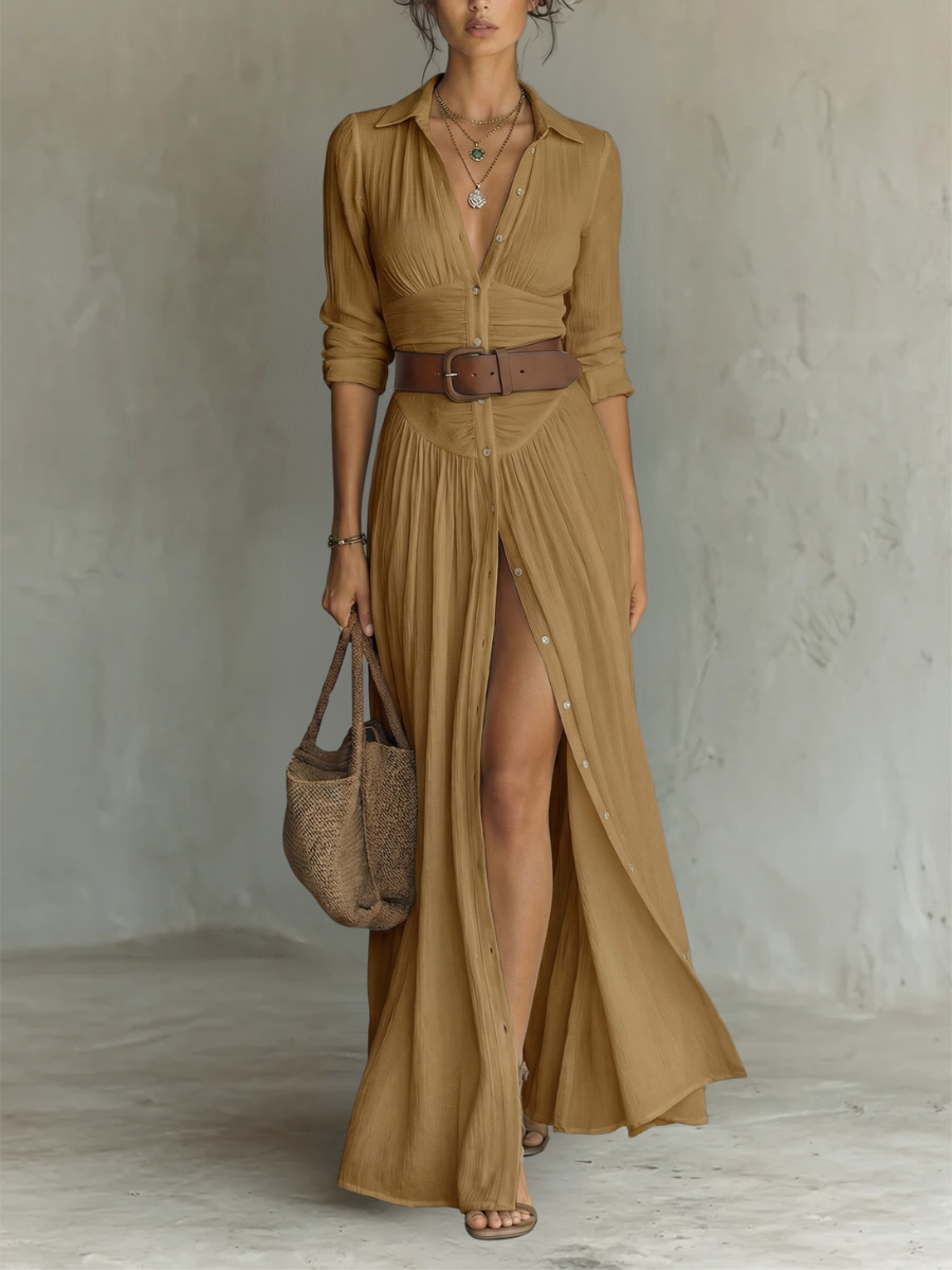 Daria™ | Robe Maxi Boutonnée Élégante