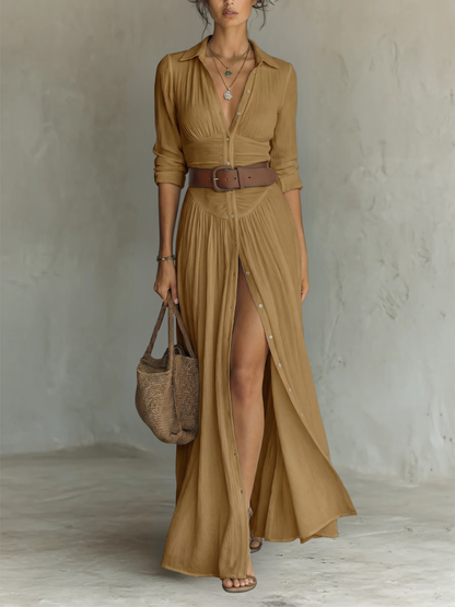 Daria™ | Robe Maxi Boutonnée Élégante