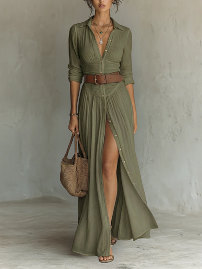 Daria™ | Robe Maxi Boutonnée Élégante