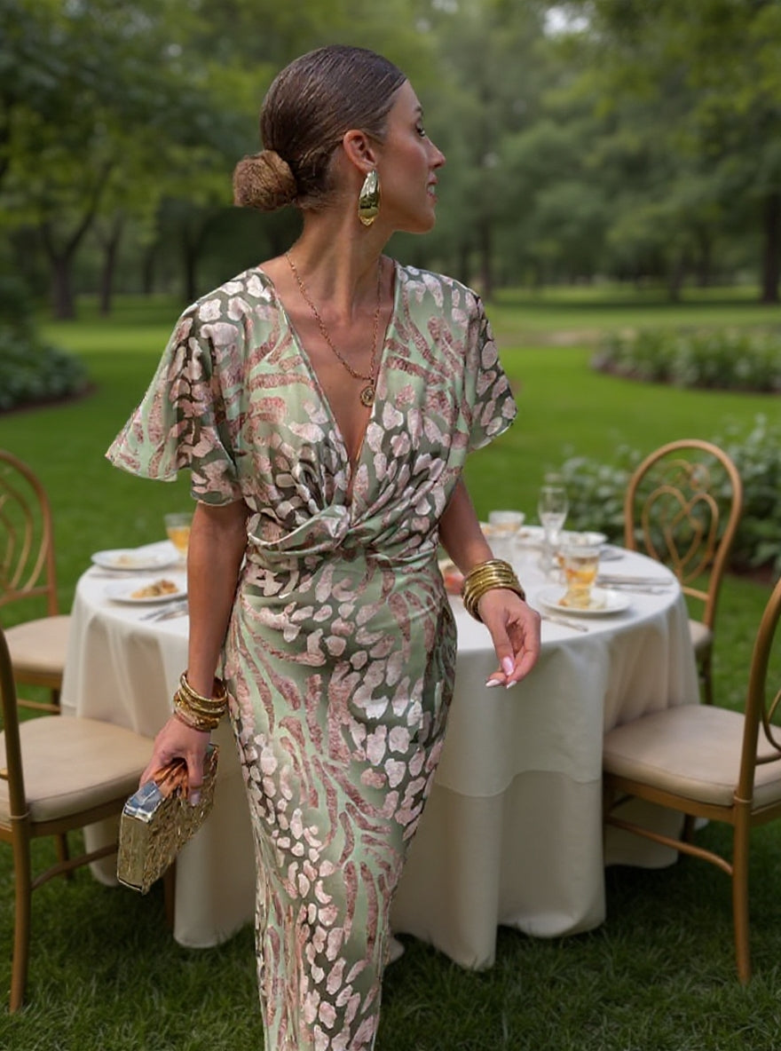 CLARANDRA | Robe midi cuivre élégante