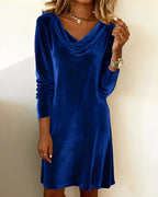 Eveline | Elegant Drape-Neck Velvet Dress