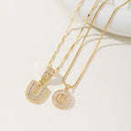 AISHA™ - Elegant 2-Pack Initial Letter Pendant Necklaces