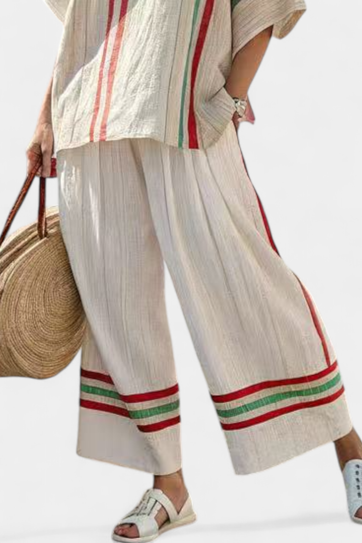 Truvane | Blouse imprimée boho confortable et pantalons ample