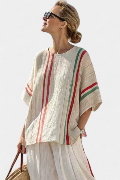 Truvane | Blouse imprimée boho confortable et pantalons ample