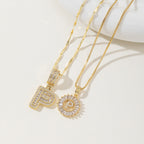 AISHA™ - Elegant 2-Pack Initial Letter Pendant Necklaces