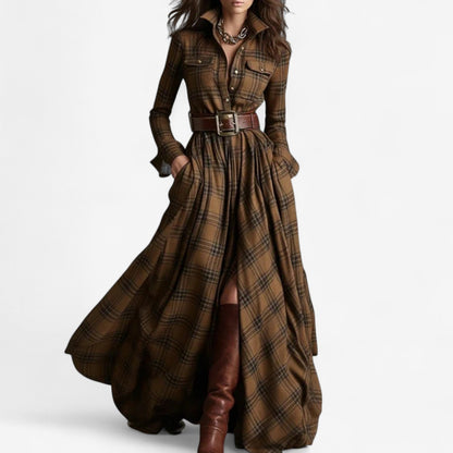 Hayden Barbara | Robe longue intemporelle à carreaux