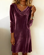 Eveline | Elegant Drape-Neck Velvet Dress