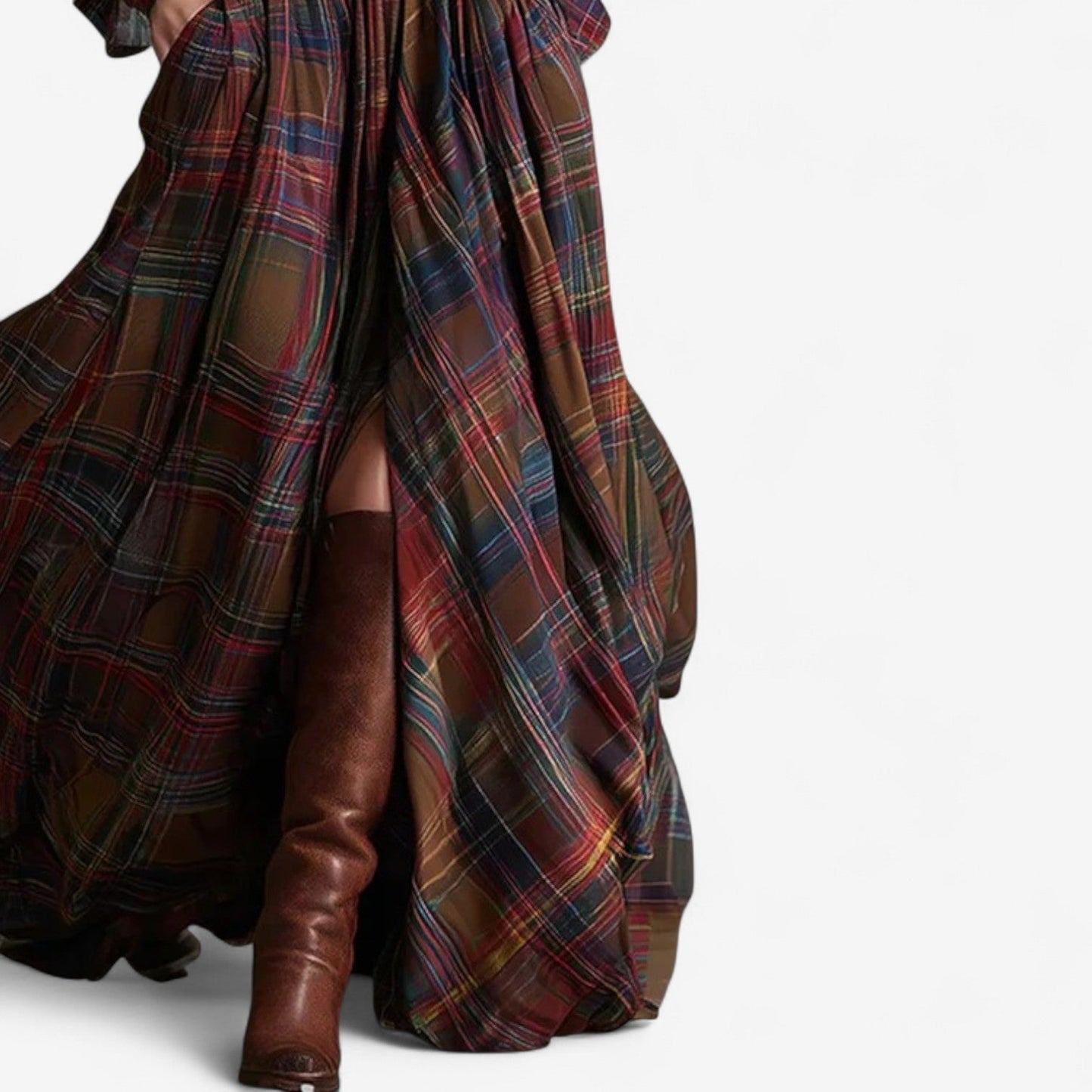 Hayden Barbara | Robe longue intemporelle à carreaux