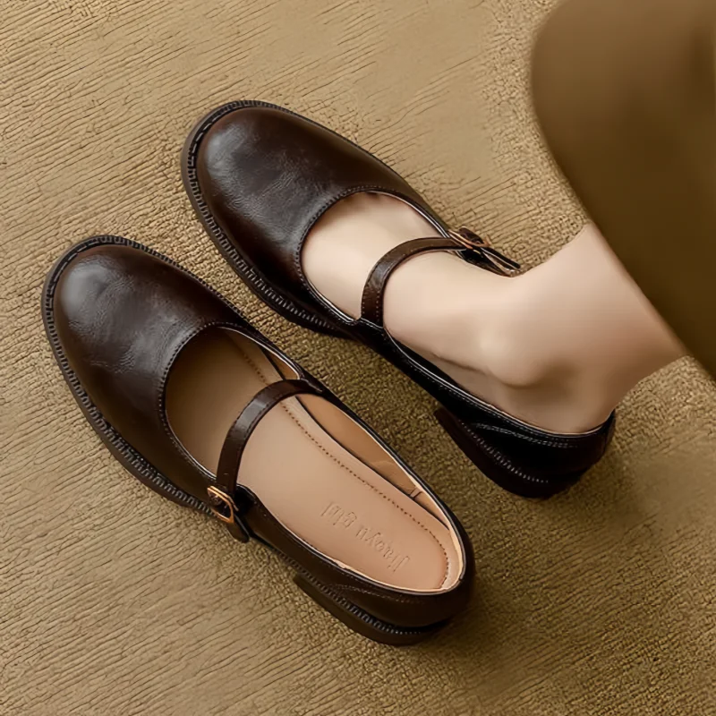 Chaussures Mary Janes Classiques Confortables En Cuir