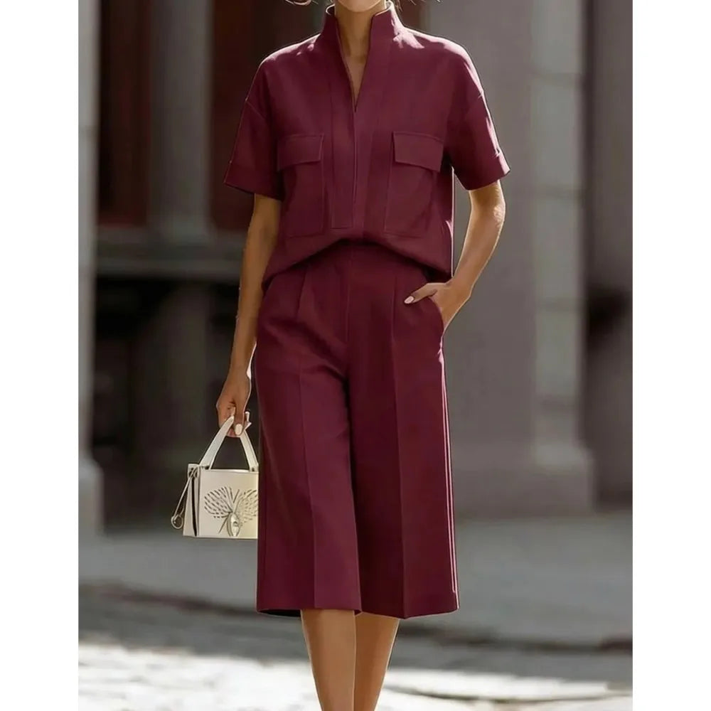 Luisa | Chemise à manches courtes avec col et short décontracté