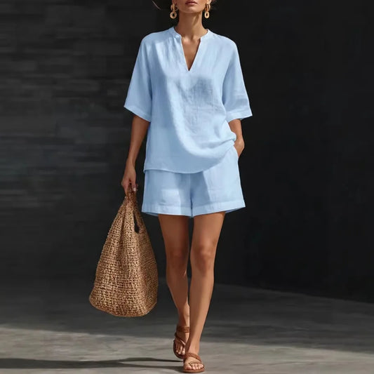 Liorna | Blouse à manches longues avec cordon et shorts à volants