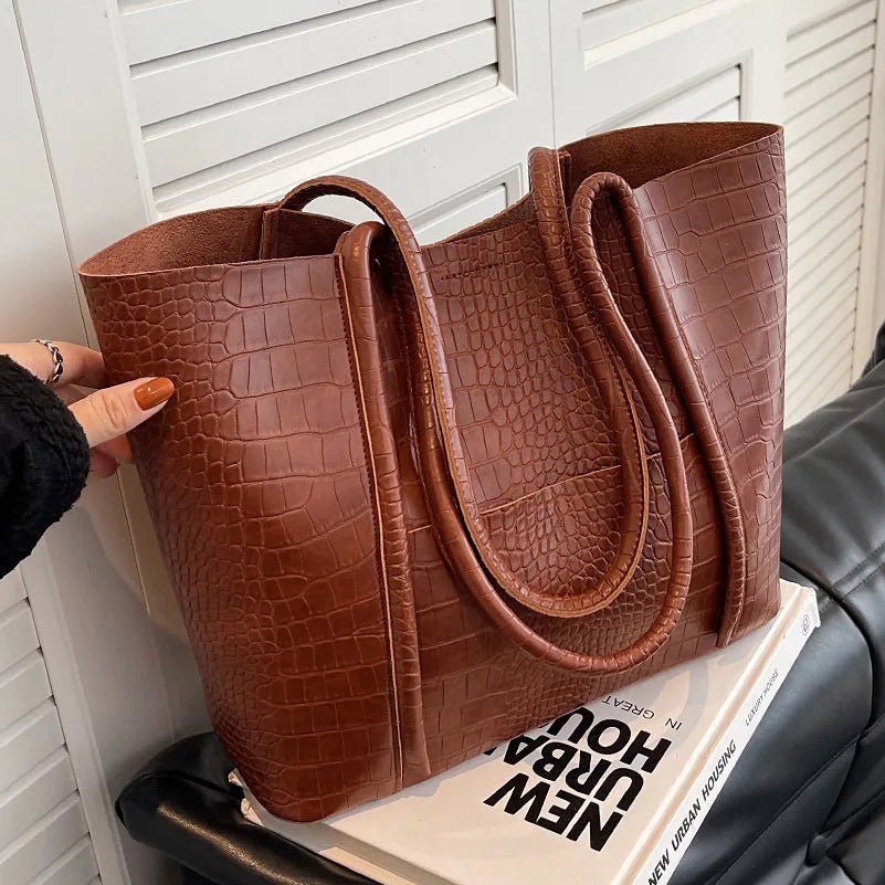 Betina | Croc Leather Shoulder Bag