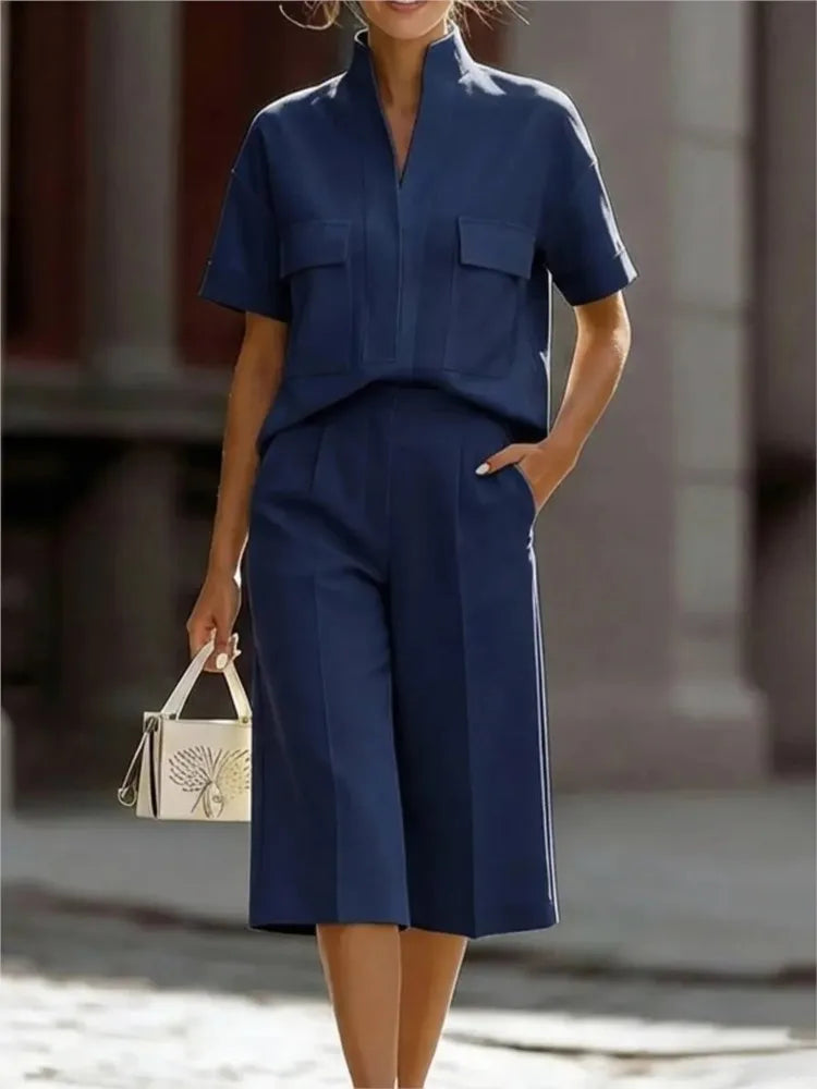 Luisa | Chemise à manches courtes avec col et short décontracté