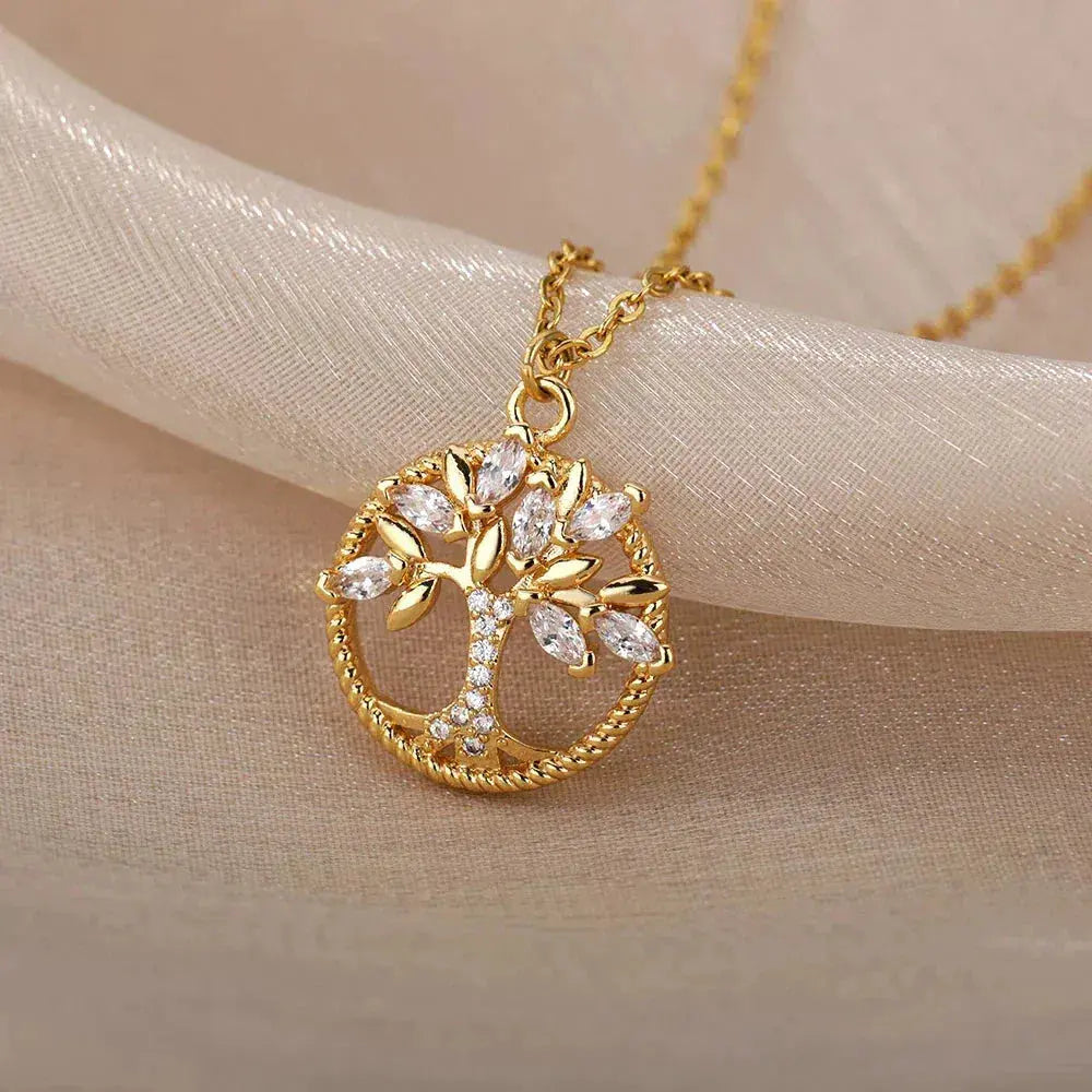 Collier Arbre de Vie en Or avec Zirconia