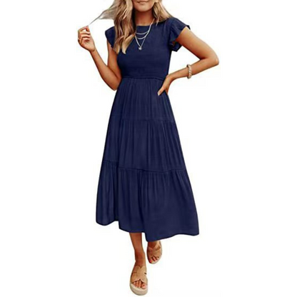 KRISELLE™ - Robe midi vaporeuse élégante à manches papillon