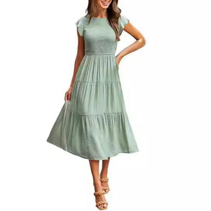 KRISELLE™ - Robe midi vaporeuse élégante à manches papillon