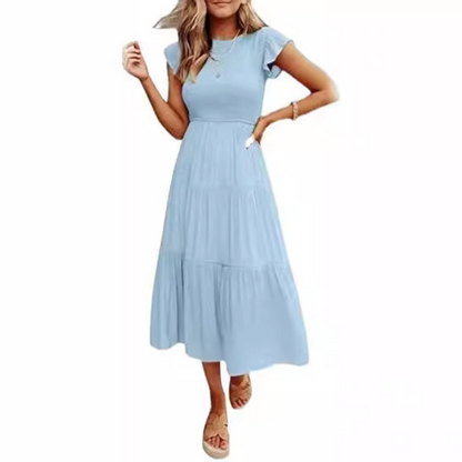 KRISELLE™ - Robe midi vaporeuse élégante à manches papillon