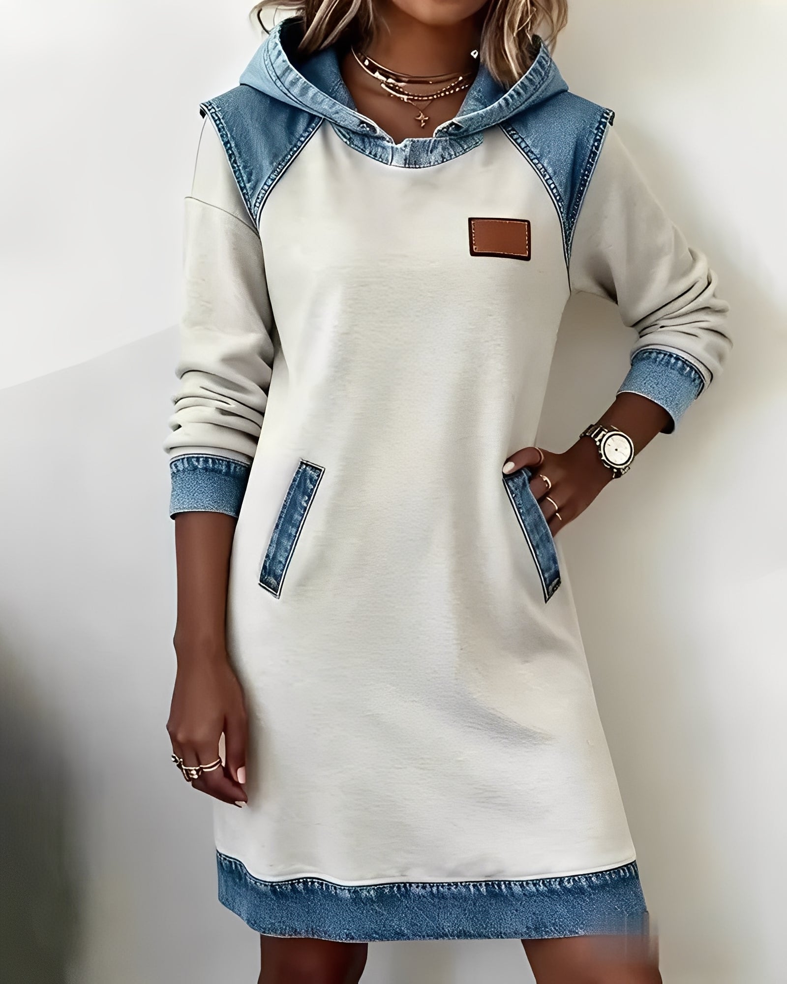 Annika | Hooded Dress with Contrast Panels