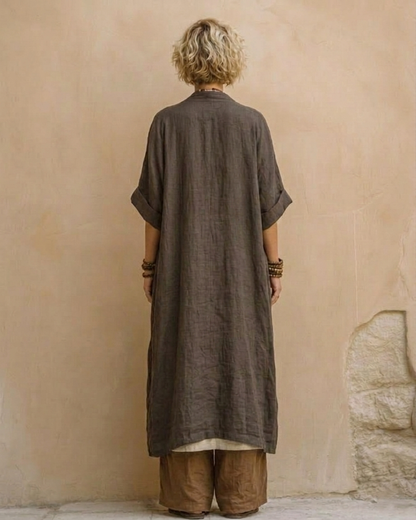 Giulia - Ensemble Bohémien Nomade en Trois Pièces en Gris Foncé et Marron avec Motif Tribal