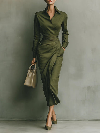 Noëlle™ | Robe maxi en vert olive