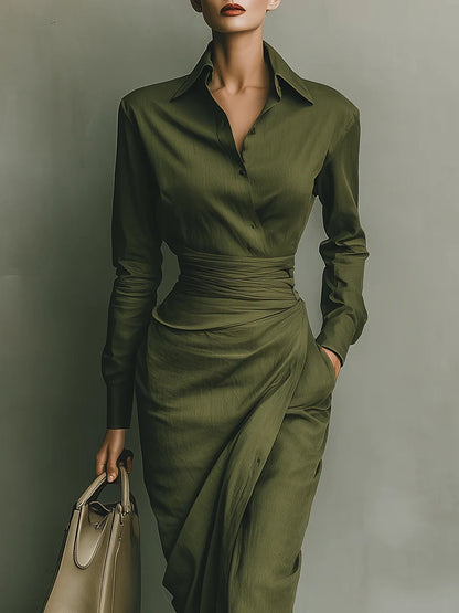 Noëlle™ | Robe maxi en vert olive