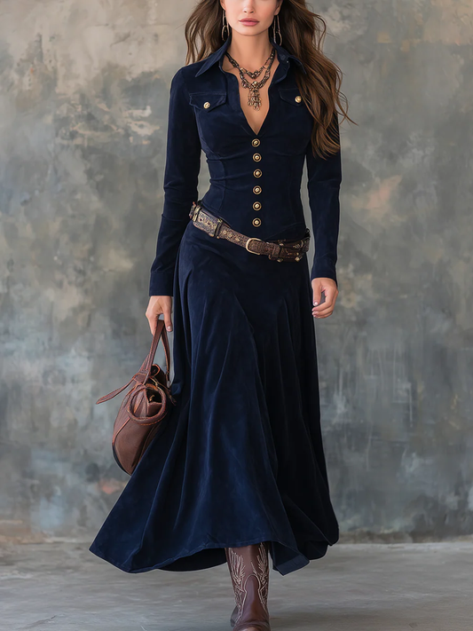 Mavis™ Robe Maxi en Suède Élégante + Ceinture GRATUITE