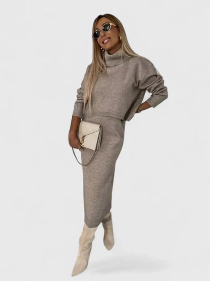 Chrystahl | Ensemble élégant robe et pull à col roulé