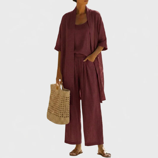 Ensemble minimaliste en lin et coton 3 pièces