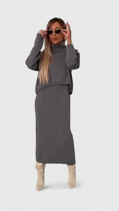 Chrystahl | Ensemble élégant robe et pull à col roulé