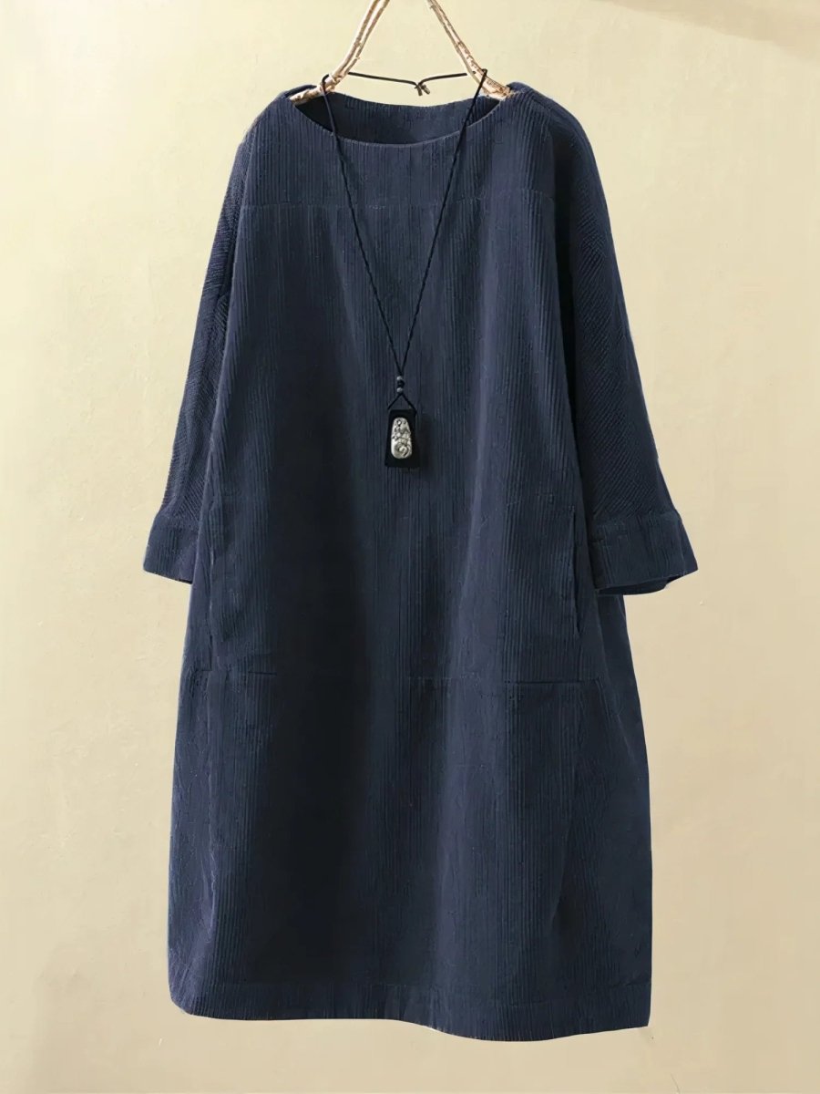 BRIDIE™ - Robe Midi en Velours Côtelé Coupe Décontractée