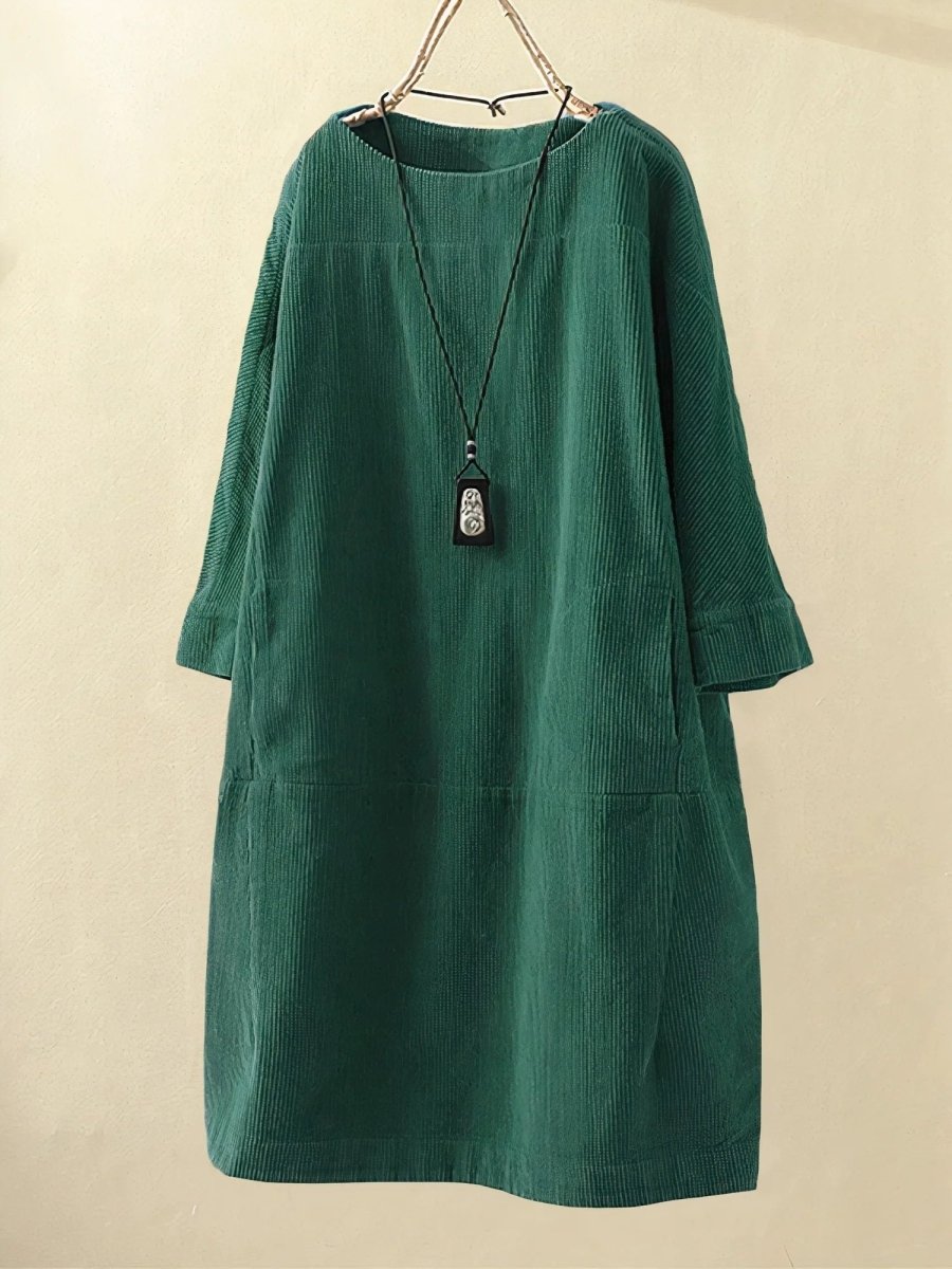 BRIDIE™ - Robe Midi en Velours Côtelé Coupe Décontractée