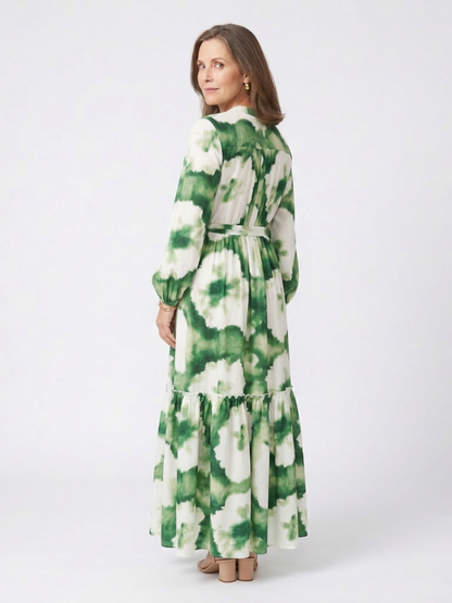 Sabine | Robe Maxi à Manches Longues et Ceinture à Nouer