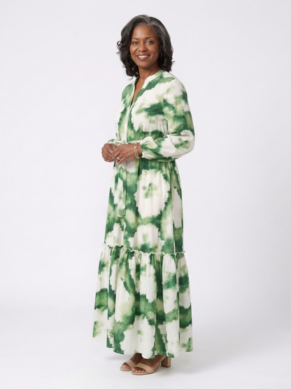 Sabine | Robe Maxi à Manches Longues et Ceinture à Nouer